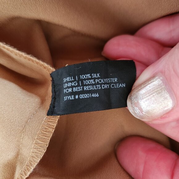 CLUB MONACO SILK PUFF SLEEVES CAMEL GOLD COLOR SUMMER DRESS SIZE 4 - Picture 7 of 7